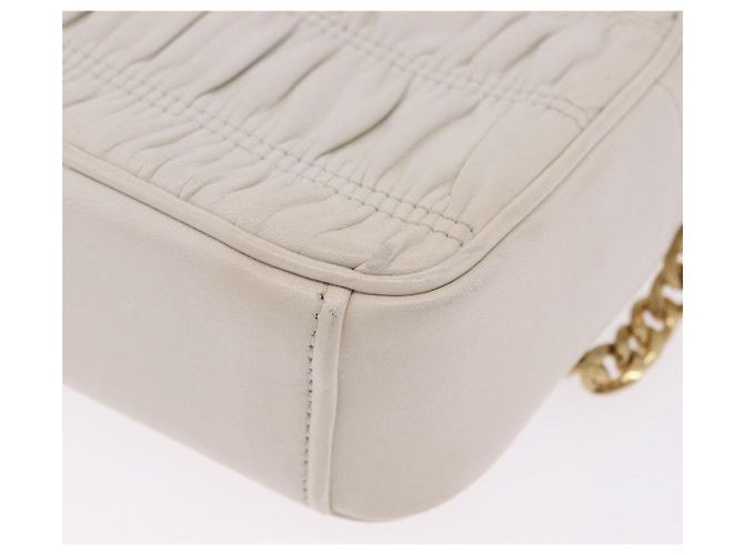 Borsa a tracolla PRADA con catena raccolta in pelle White Gold Auth 200485V Bianco D'oro - vista 13
