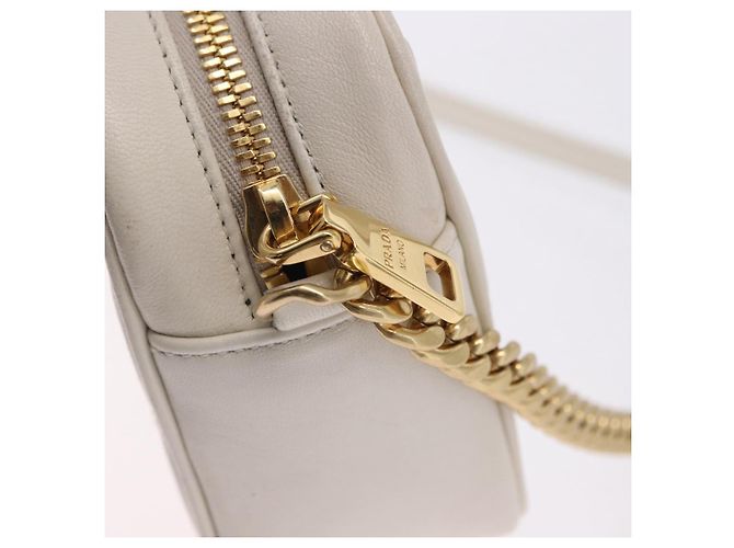 Borsa a tracolla PRADA con catena raccolta in pelle White Gold Auth 200485V Bianco D'oro - vista 14