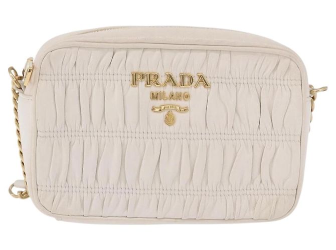 Borsa a tracolla PRADA con catena raccolta in pelle White Gold Auth 200485V Bianco D'oro - vista 2