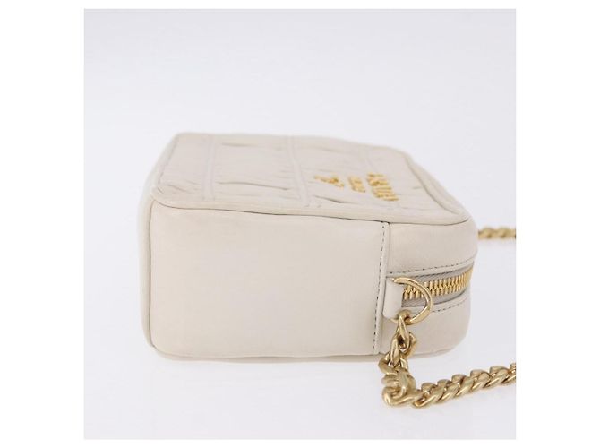 Borsa a tracolla PRADA con catena raccolta in pelle White Gold Auth 200485V Bianco D'oro - vista 4
