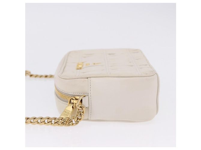 Borsa a tracolla PRADA con catena raccolta in pelle White Gold Auth 200485V Bianco D'oro - vista 5