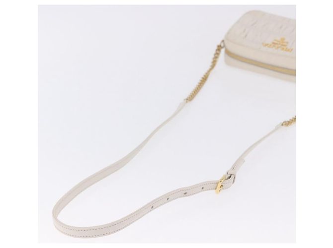 Borsa a tracolla PRADA con catena raccolta in pelle White Gold Auth 200485V Bianco D'oro - vista 7
