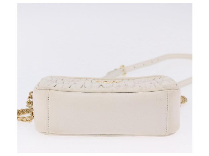 Borsa a tracolla PRADA con catena raccolta in pelle White Gold Auth 200485V Bianco D'oro - vista 9