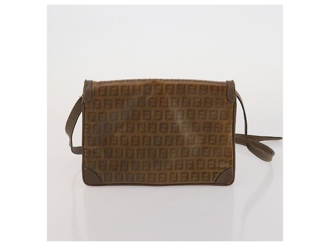 Borsa a mano FENDI Zucchino Borsa a tracolla PVC Set da 2 Marrone Tono Oro Auth ti4032 - vista 11