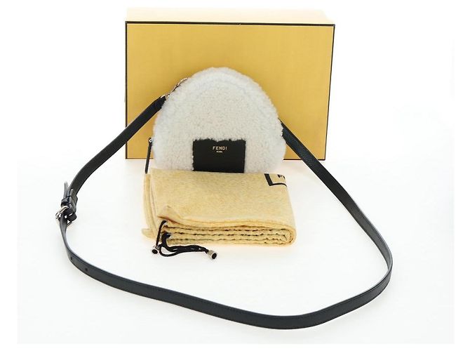 Borsa a tracolla FENDI Rice Ball Bore White Black 7AS240 Auth 202864SAM Nero Bianco - vista 24