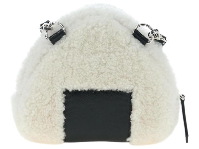 Borsa a tracolla FENDI Rice Ball Bore White Black 7AS240 Auth 202864SAM Nero Bianco - vista 3
