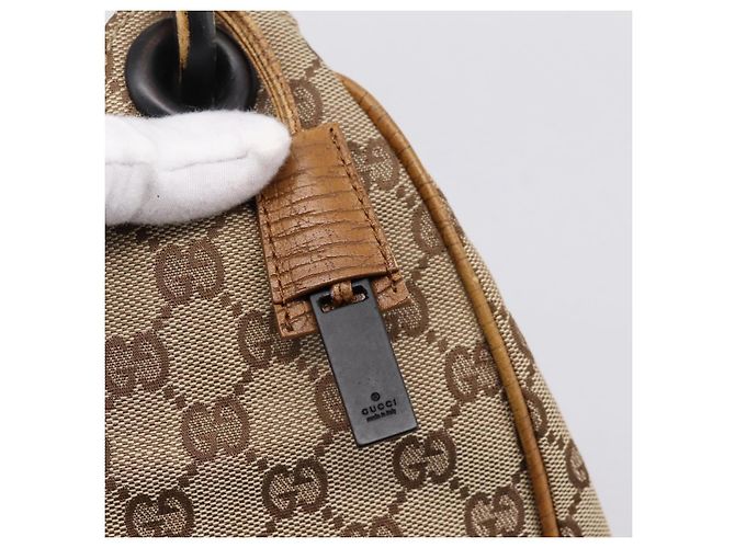 Borsa a mano GUCCI GG Canvas con manico in legno Canvas Beige 106494 Auth 200679V - vista 14