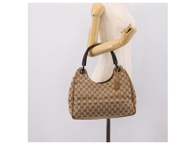 Borsa a mano GUCCI GG Canvas con manico in legno Canvas Beige 106494 Auth 200679V - vista 22