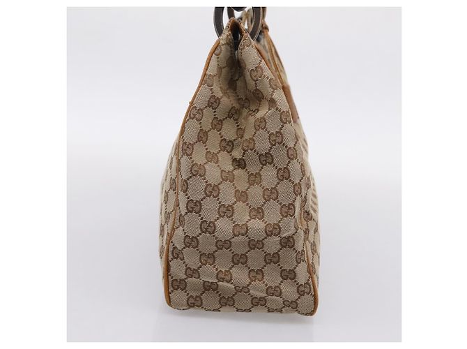 Borsa a mano GUCCI GG Canvas con manico in legno Canvas Beige 106494 Auth 200679V - vista 4