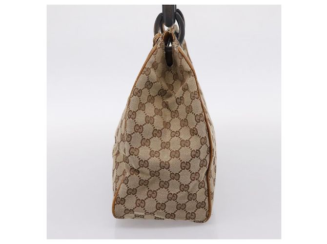 Borsa a mano GUCCI GG Canvas con manico in legno Canvas Beige 106494 Auth 200679V - vista 5
