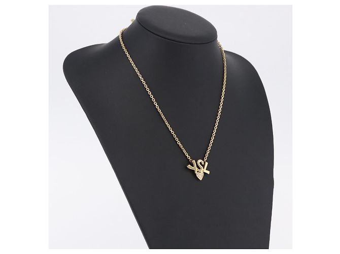 Autre Marque Collana SAINT LAURENT Metallo Tono Oro Auth SW2844V - vista 15