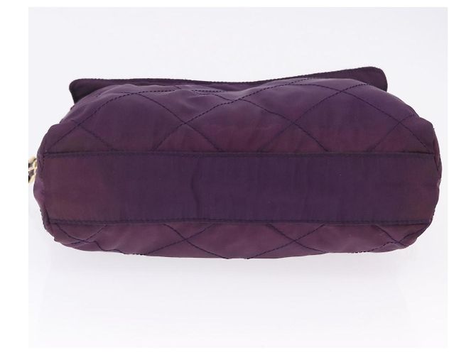 Borsa a tracolla con catena PRADA Nylon Viola Oro Auth 200535 D'oro Porpora - vista 10