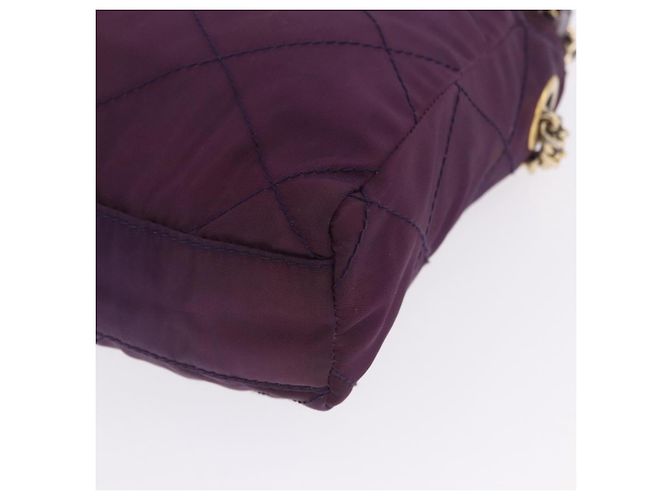 Borsa a tracolla con catena PRADA Nylon Viola Oro Auth 200535 D'oro Porpora - vista 14