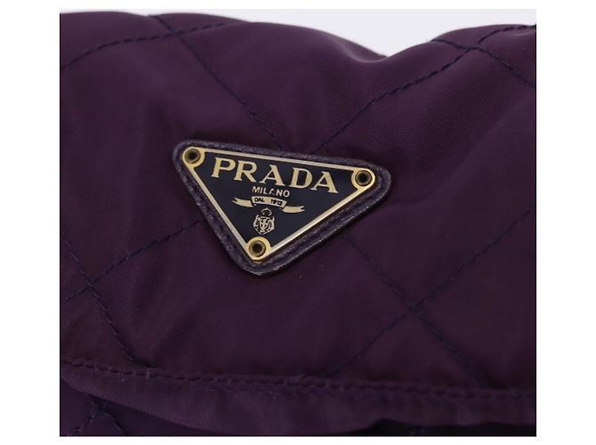 Borsa a tracolla con catena PRADA Nylon Viola Oro Auth 200535 D'oro Porpora - vista 15