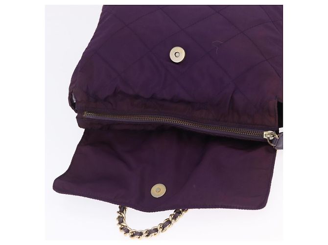 Borsa a tracolla con catena PRADA Nylon Viola Oro Auth 200535 D'oro Porpora - vista 16