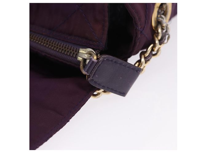 Borsa a tracolla con catena PRADA Nylon Viola Oro Auth 200535 D'oro Porpora - vista 17