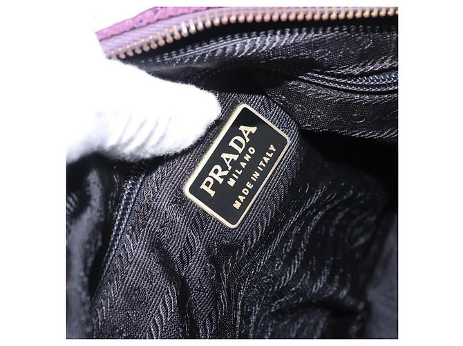 Borsa a tracolla con catena PRADA Nylon Viola Oro Auth 200535 D'oro Porpora - vista 18
