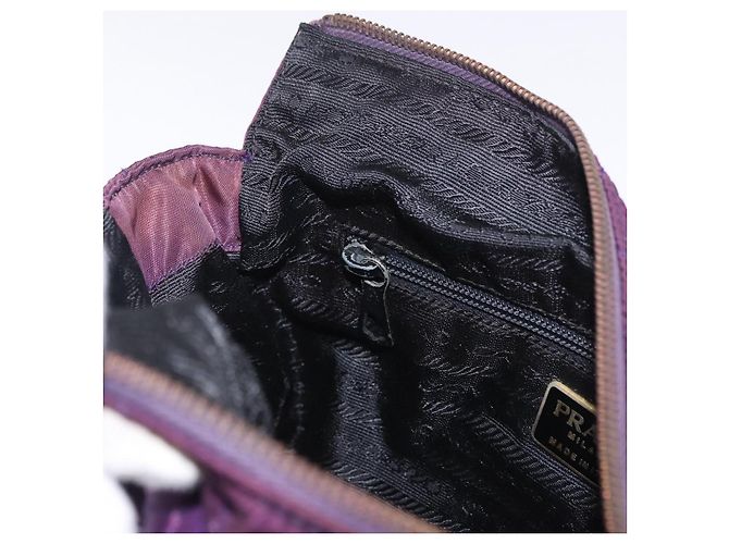 Borsa a tracolla con catena PRADA Nylon Viola Oro Auth 200535 D'oro Porpora - vista 22