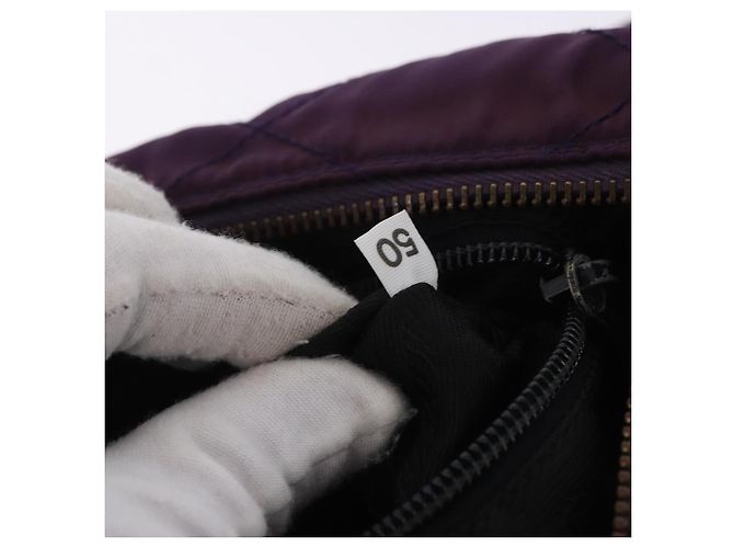 Borsa a tracolla con catena PRADA Nylon Viola Oro Auth 200535 D'oro Porpora - vista 24