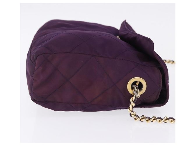 Borsa a tracolla con catena PRADA Nylon Viola Oro Auth 200535 D'oro Porpora - vista 4