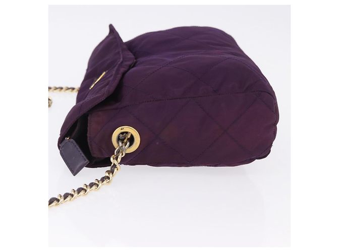 Borsa a tracolla con catena PRADA Nylon Viola Oro Auth 200535 D'oro Porpora - vista 5