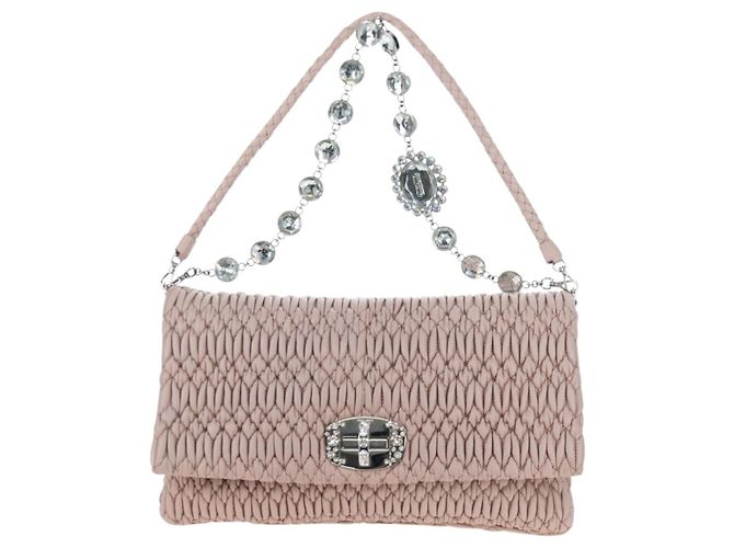 Borsa Miu Miu Nappa Crystal Matelassé in pelle 3way Rosa Argento Auth 203264M - vista 13