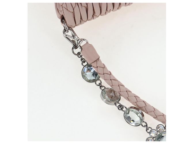 Borsa Miu Miu Nappa Crystal Matelassé in pelle 3way Rosa Argento Auth 203264M - vista 14