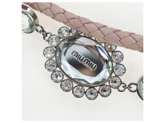 Borsa Miu Miu Nappa Crystal Matelassé in pelle 3way Rosa Argento Auth 203264M - vista 15