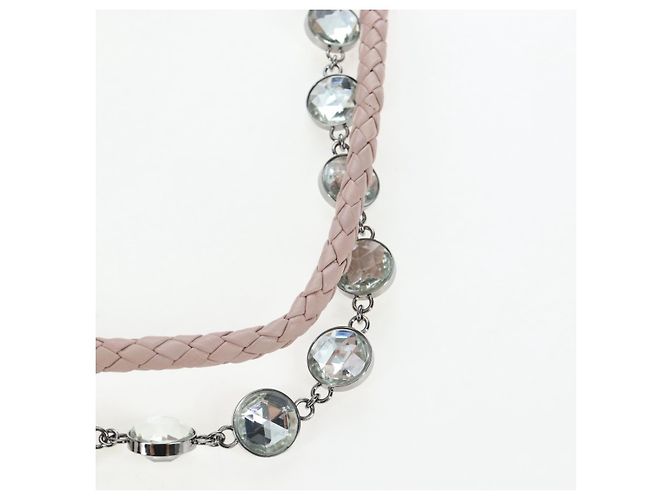 Borsa Miu Miu Nappa Crystal Matelassé in pelle 3way Rosa Argento Auth 203264M - vista 16