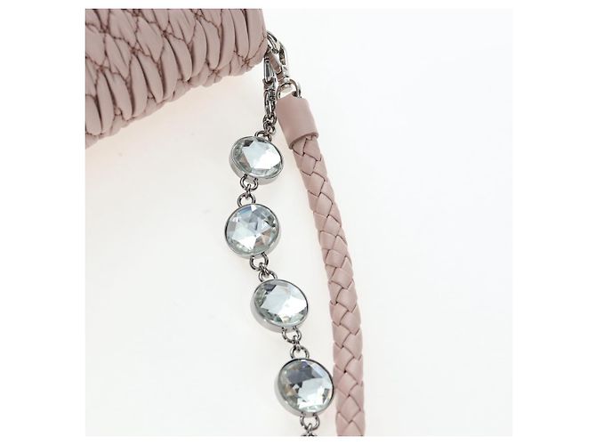 Borsa Miu Miu Nappa Crystal Matelassé in pelle 3way Rosa Argento Auth 203264M - vista 17