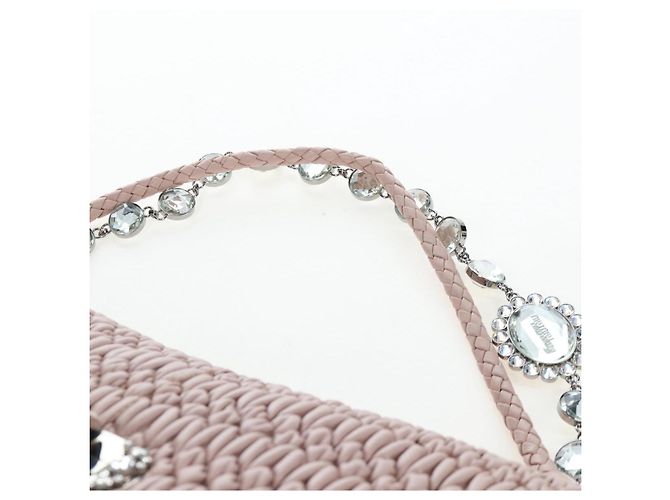 Borsa Miu Miu Nappa Crystal Matelassé in pelle 3way Rosa Argento Auth 203264M - vista 18