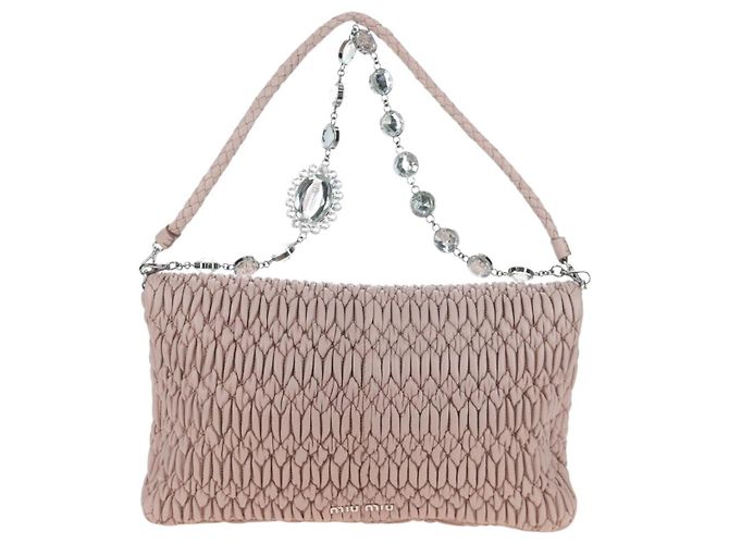 Borsa Miu Miu Nappa Crystal Matelassé in pelle 3way Rosa Argento Auth 203264M - vista 2
