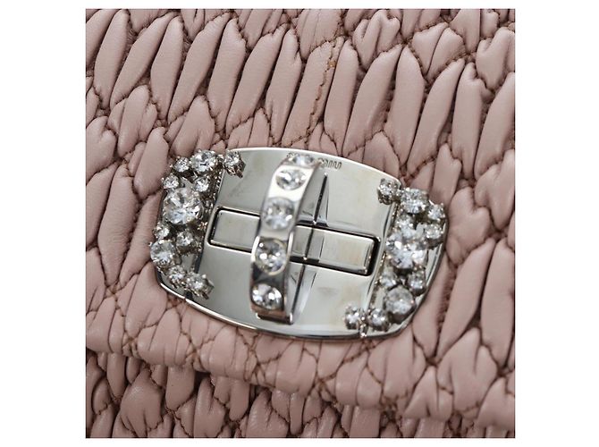 Borsa Miu Miu Nappa Crystal Matelassé in pelle 3way Rosa Argento Auth 203264M - vista 25