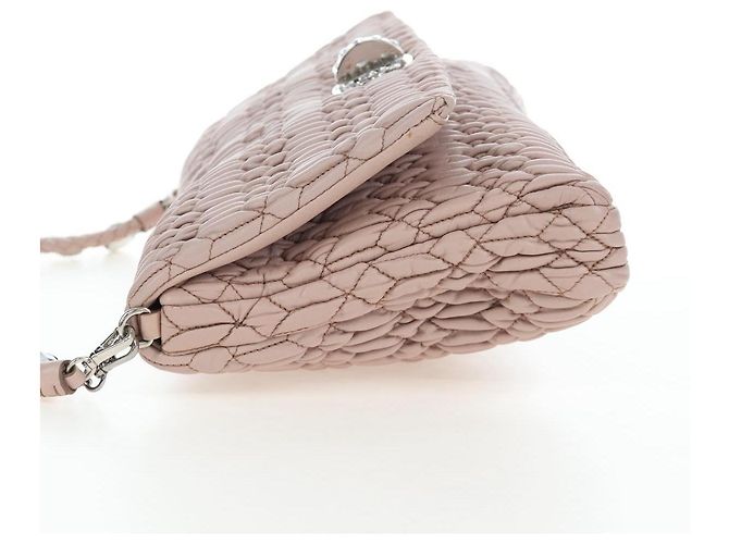 Borsa Miu Miu Nappa Crystal Matelassé in pelle 3way Rosa Argento Auth 203264M - vista 3