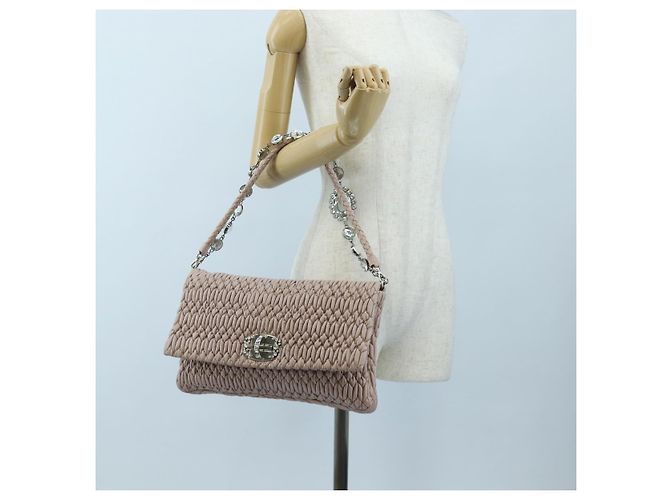 Borsa Miu Miu Nappa Crystal Matelassé in pelle 3way Rosa Argento Auth 203264M - vista 33