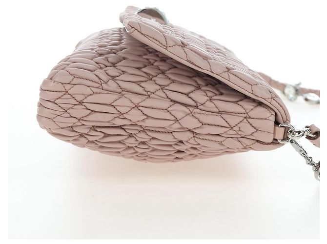Borsa Miu Miu Nappa Crystal Matelassé in pelle 3way Rosa Argento Auth 203264M - vista 5