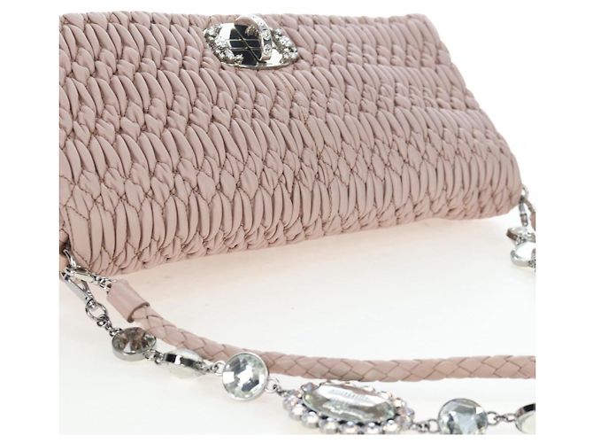Borsa Miu Miu Nappa Crystal Matelassé in pelle 3way Rosa Argento Auth 203264M - vista 7