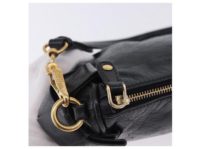 Borsa a tracolla Miu Miu Vitellolux Black Gold Auth 202971V Nero D'oro - vista 10