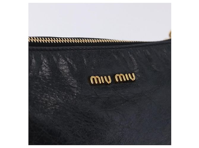 Borsa a tracolla Miu Miu Vitellolux Black Gold Auth 202971V Nero D'oro - vista 18