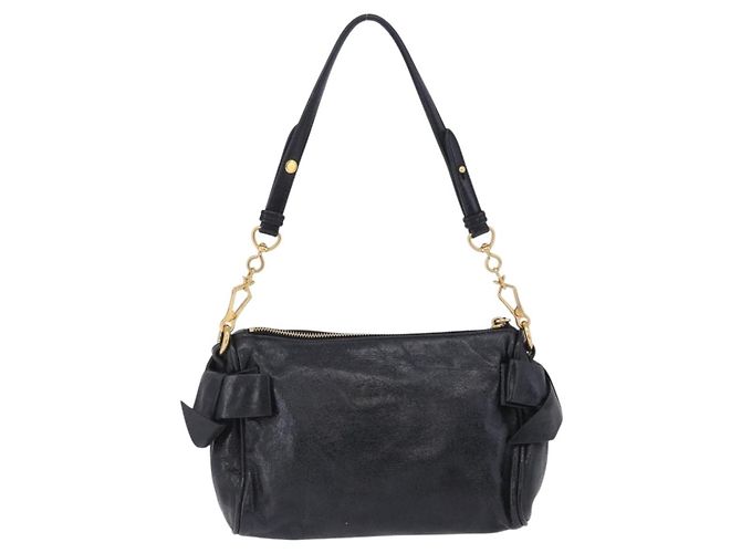 Borsa a tracolla Miu Miu Vitellolux Black Gold Auth 202971V Nero D'oro - vista 2