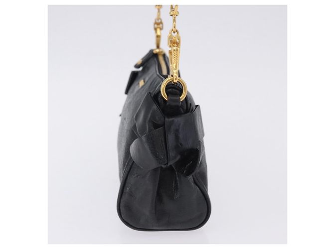 Borsa a tracolla Miu Miu Vitellolux Black Gold Auth 202971V Nero D'oro - vista 3