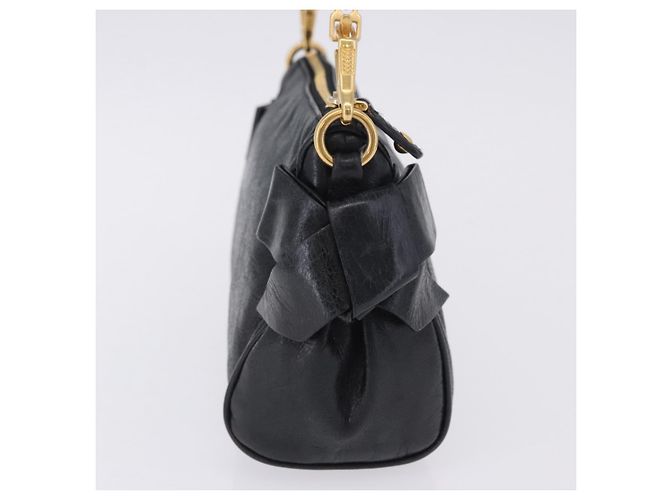 Borsa a tracolla Miu Miu Vitellolux Black Gold Auth 202971V Nero D'oro - vista 4