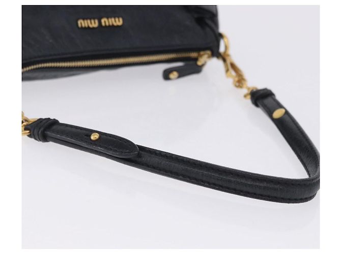 Borsa a tracolla Miu Miu Vitellolux Black Gold Auth 202971V Nero D'oro - vista 7