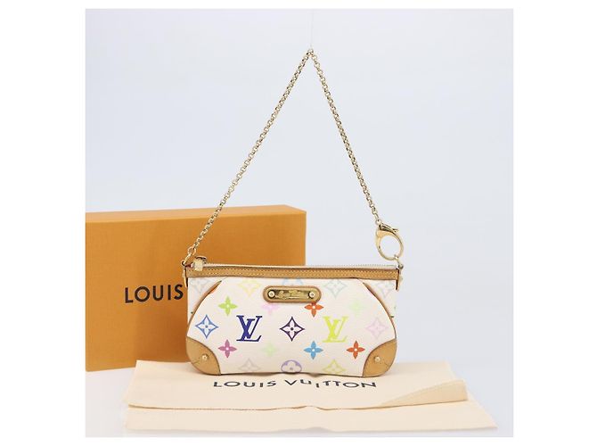 LOUIS VUITTON Monogram Multicolor Pochette Mira MM White M60096 LV Auth 200712V Bianco - vista 12