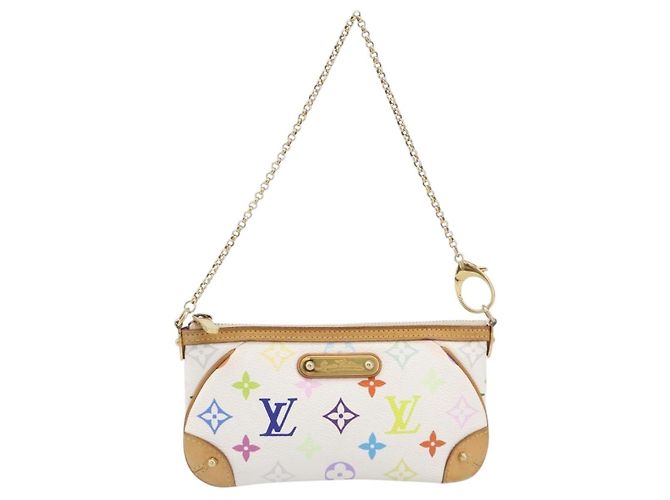 LOUIS VUITTON Monogram Multicolor Pochette Mira MM White M60096 LV Auth 200712V Bianco - vista 13