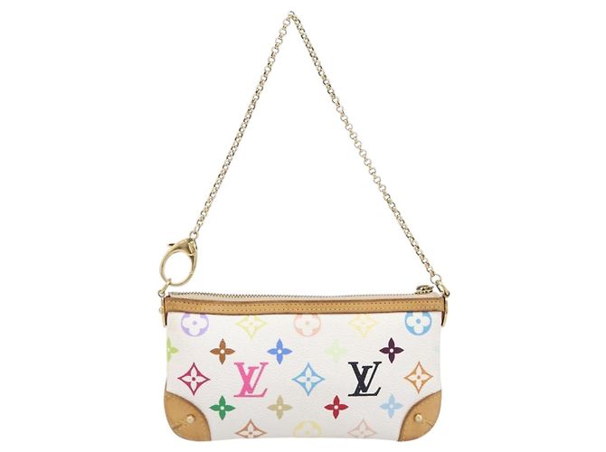 LOUIS VUITTON Monogram Multicolor Pochette Mira MM White M60096 LV Auth 200712V Bianco - vista 2