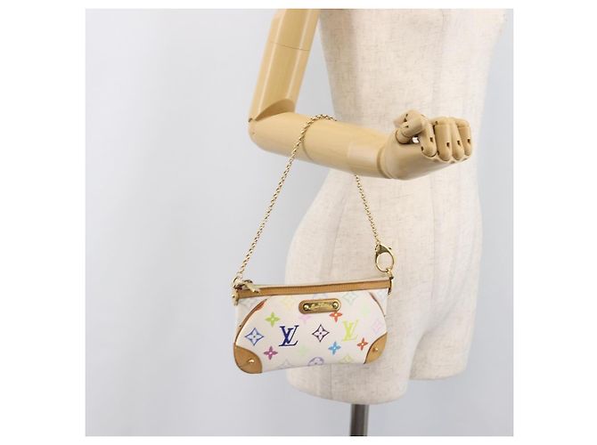LOUIS VUITTON Monogram Multicolor Pochette Mira MM White M60096 LV Auth 200712V Bianco - vista 26