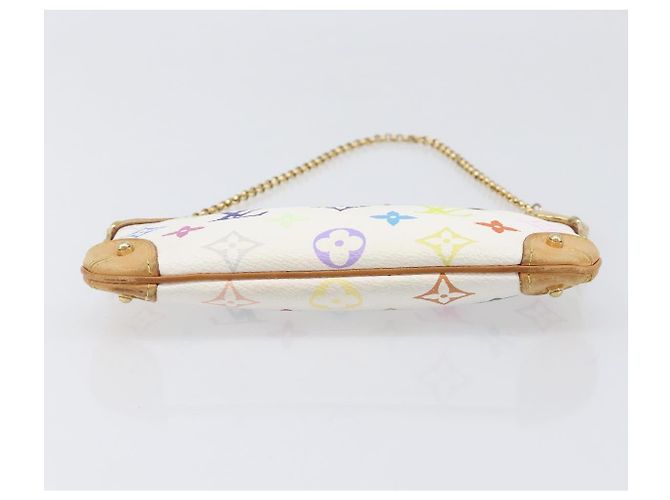 LOUIS VUITTON Monogram Multicolor Pochette Mira MM White M60096 LV Auth 200712V Bianco - vista 5