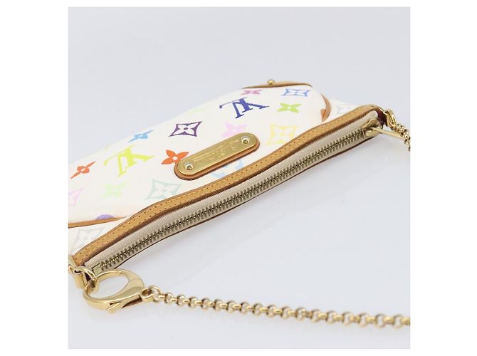 LOUIS VUITTON Monogram Multicolor Pochette Mira MM White M60096 LV Auth 200712V Bianco - vista 6