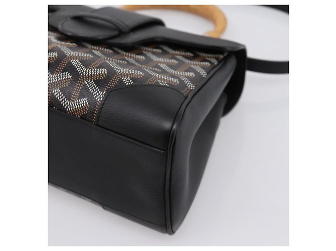 Borsa a mano GOYARD Herringbone Saigon PVC 2way Nero Argento Auth 203151SM - vista 12